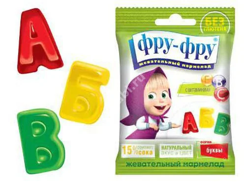 ФРУ-ФРУ Маша и Медведь мармелад Буквы 30г (Кэнди Плюс Свит Фэктори, ЧЕХИЯ)