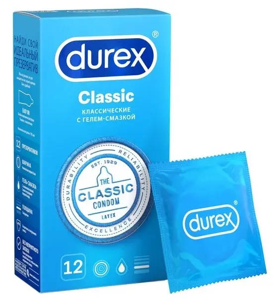 ДЮРЕКС (DUREX) Classic презервативы N12 (РЕКИТТ БЕНКИЗЕР, КИТАЙ/ВЕЛИКОБРИТАНИЯ)