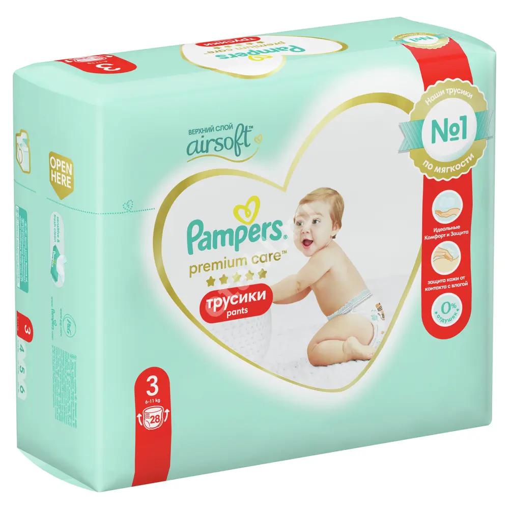 ПАМПЕРС подгузники-трусики Premium Care Pants 6-11кг р.миди 3 N28 (ПРОКТЕР & ГЕМБЛ , ПОЛЬША)