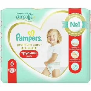 ПАМПЕРС подгузники-трусики Premium Care Pants 15кг+ р.экстра лардж 6 N31 (ПРОКТЕР & ГЕМБЛ , ПОЛЬША)