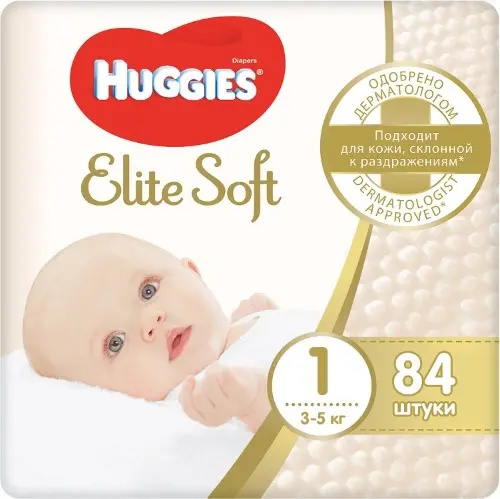 ХАГГИС подгузники детские Elite Soft 3-5кг р.ньюборн1 N84 (Кимберли Кларк, РФ)