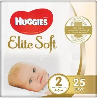 ХАГГИС подгузники детские Elite Soft 4-6кг р.2 N25 (Кимберли Кларк, РФ)