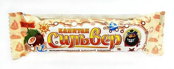КАПИТАН СИЛЬВЕР батончик 50г кокос+вар. сгущенка, йогурт. глазурь (Факел -Дизайн, РФ)