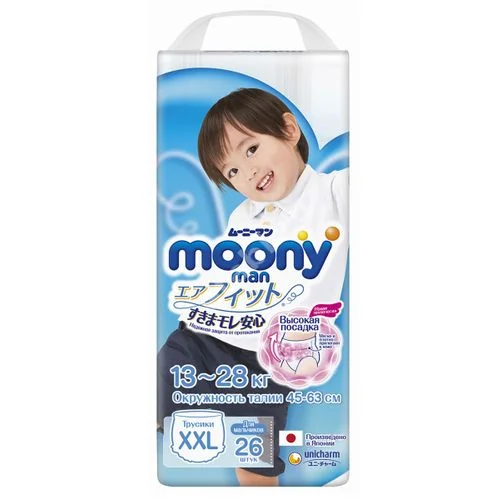 МУНИ (MOONY) подгузники-трусики Boy 13-25кг р.XXL N26 (Юнишарм, ЯПОНИЯ)