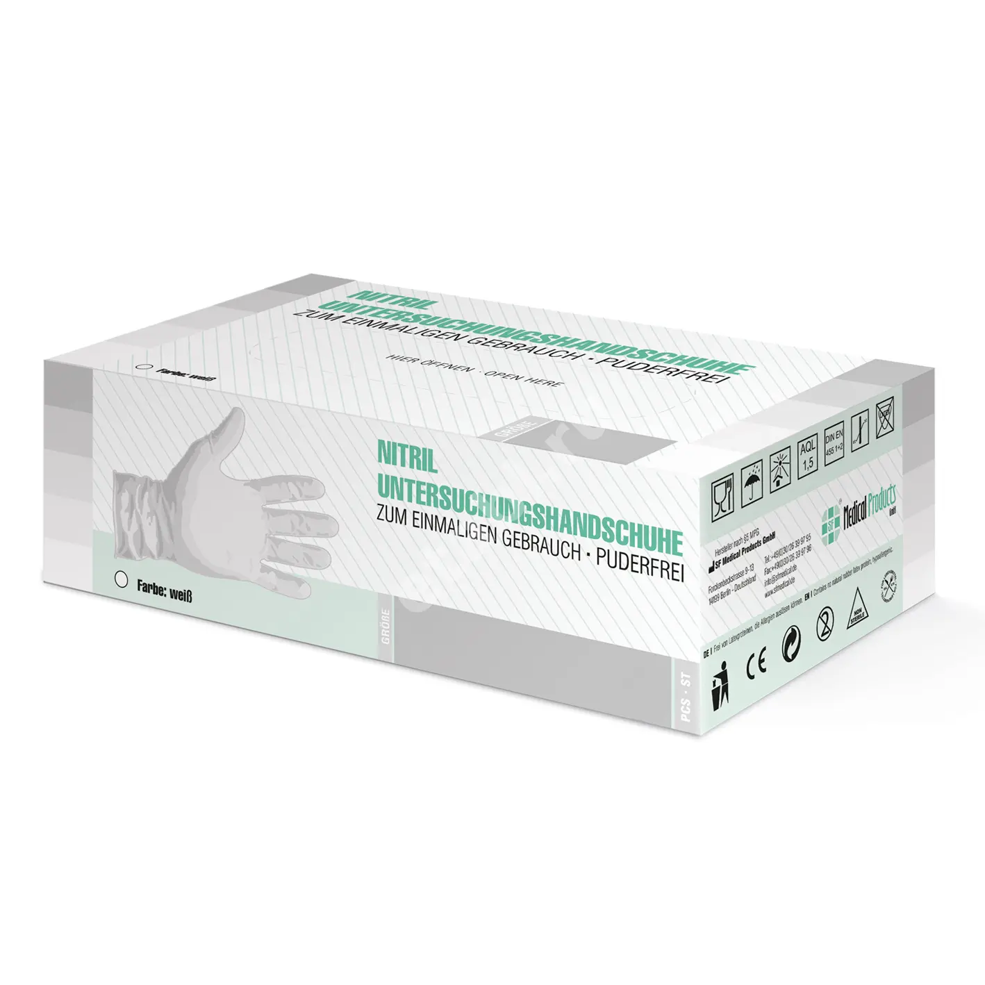 ПЕРЧАТКИ МЕДИЦИНСКИЕ нестер. нитрил. р.S (50пар) N100 (СФ Медикал Продактс, ГЕРМАНИЯ)