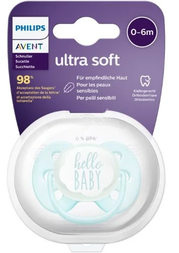 АВЕНТ (Avent) пустышка силик. Ultrasoft 0-6м SCF522/10 Boy (ФИЛИПС  ЭЛЕКТРОНИКС, ИНДОНЕЗИЯ)