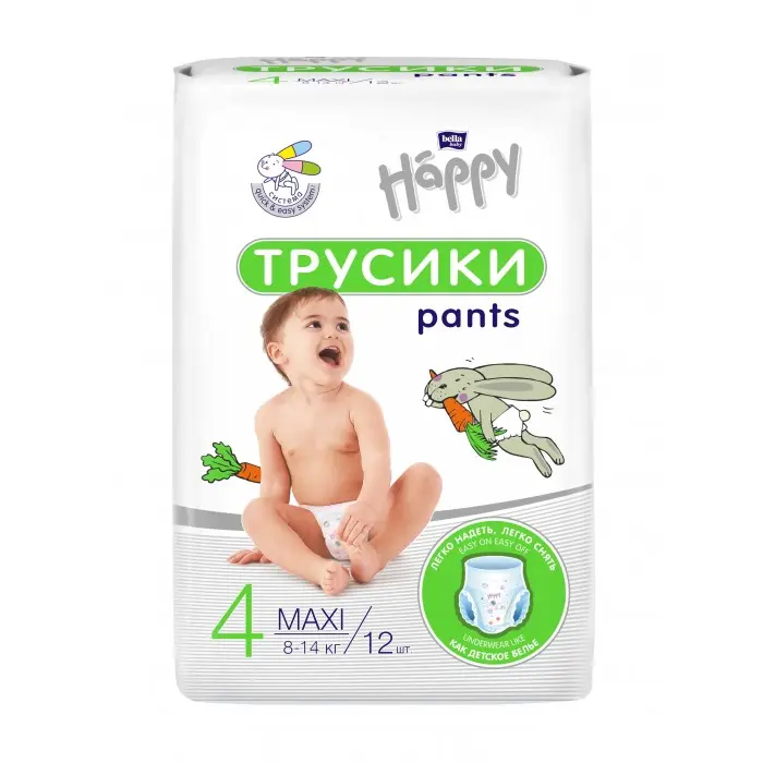 БЕЛЛА ХЕППИ подгузники-трусики 8-14кг р.макси 4 N12 (БЕЛЛА, РФ)