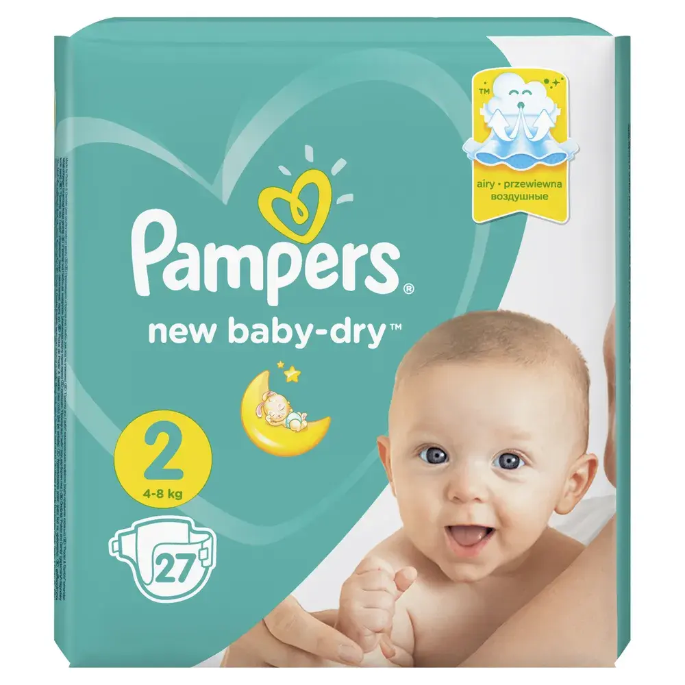 ПАМПЕРС подгузники детские New Baby 4-8кг р.мини 2 N27 (ПРОКТЕР & ГЕМБЛ , ПОЛЬША)