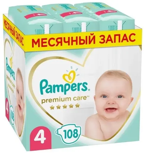 ПАМПЕРС подгузники детские Premium Care 9-14кг р.макси 4 N108 (ПРОКТЕР & ГЕМБЛ , РФ)