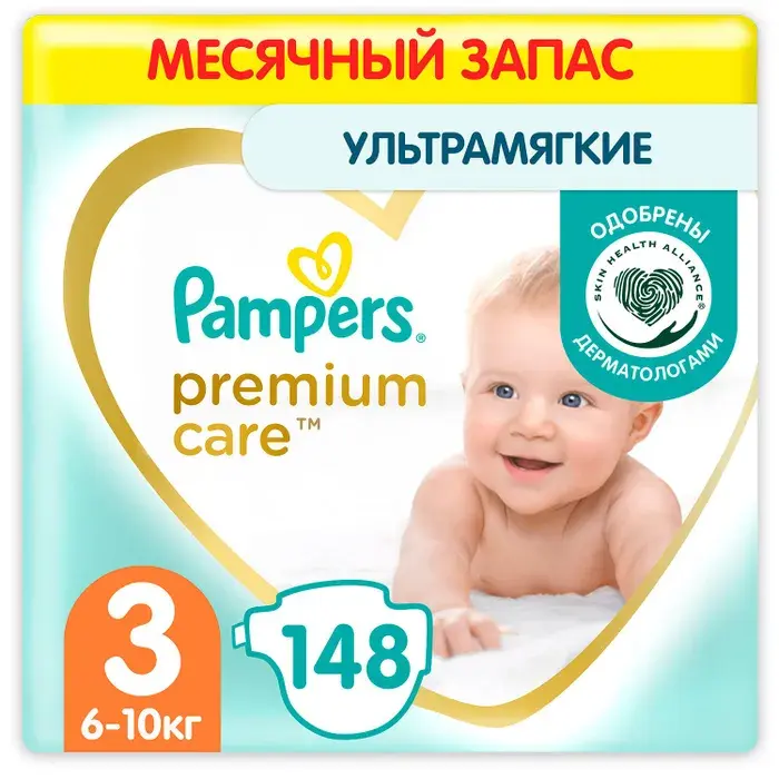 ПАМПЕРС подгузники детские Premium Care 6-10кг р.миди 3 N148 (ПРОКТЕР & ГЕМБЛ , РФ)
