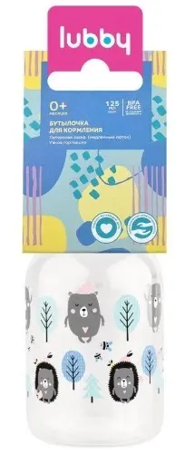 ЛАББИ (Lubby) бутылочка пласт. 125мл латекс соска средн поток 0м+ 13565 (Голд Лист, ШВЕЙЦАРИЯ)