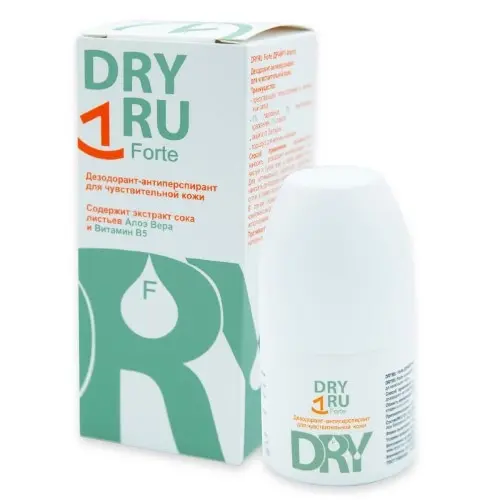 ДРАЙ РУ ФОРТЕ дезодорант-антиперспирант д/чувствит.кожи 50мл Алоэ+В5 (Химсинтез НПО, РФ)