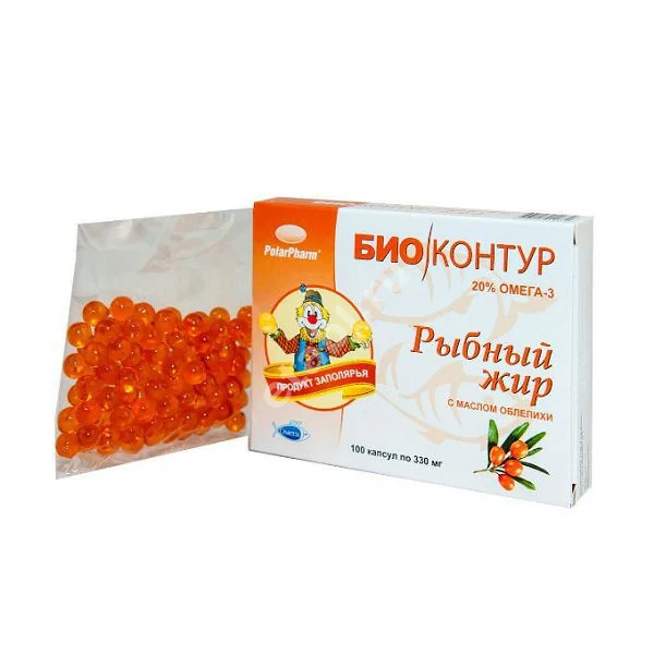 РЫБНЫЙ ЖИР БиоКонтур Масло облепихи капс. 0.33г N100 (Полярис, РФ)