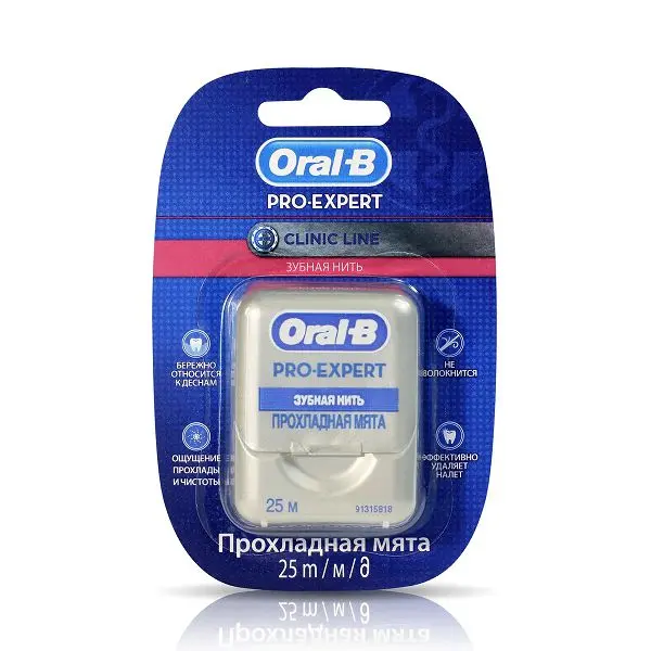 ОРАЛ-БИ (ORAL-B) Pro-Expert Clinic Line зубная нить 25м Прохладная мята (ПРОКТЕР & ГЕМБЛ , ИРЛАНДИЯ/США)