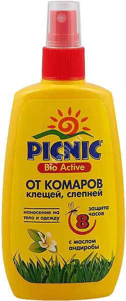 ПИКНИК Био Актив спрей от клещей/комаров/мошек/слепней 120мл (АРНЕСТ, РФ)