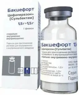 БАКЦЕФОРТ пор. д/р-ра для в/в и в/м введ. (фл.) 1.5г+1.5г N1 (Красфарма, РФ)