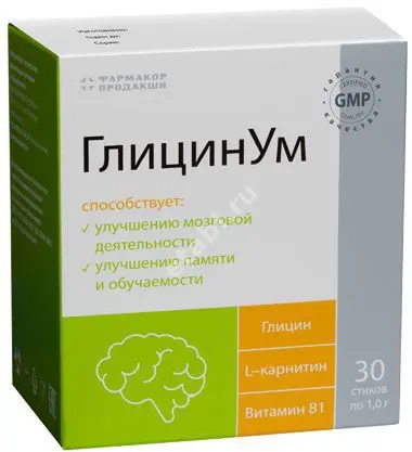 ГЛИЦИНУМ пор. д/внутр. прим. (стик) 1г N30 (ФАРМАКОР, РФ)