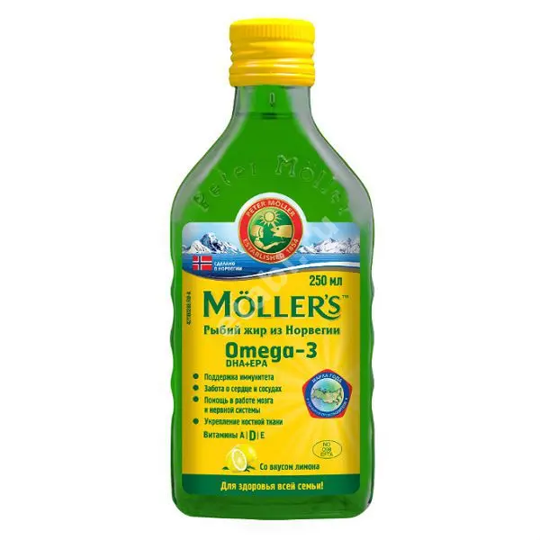 МЕЛЛЕР Рыбий жир Омега 3 (фл.) 250мл N1 Лимон (Оркла Хелс, НОРВЕГИЯ)