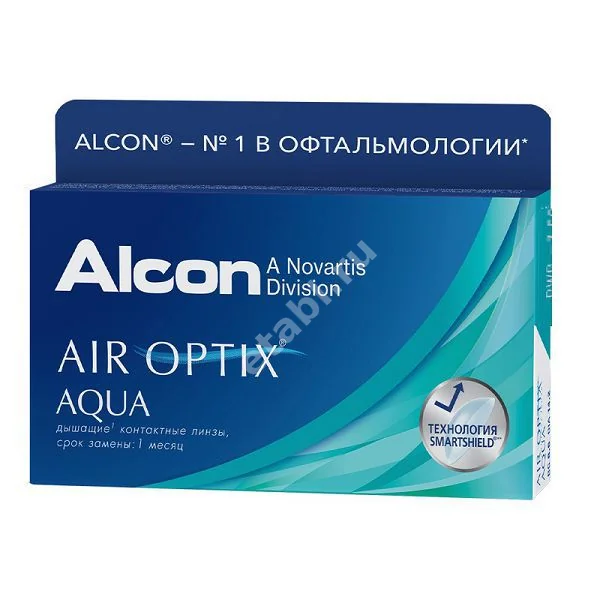 ЛИНЗЫ КОНТАКТНЫЕ AIR Optix Aqua 6шт традиц 1мес дневн б/цв -3.50 8.6 (АЛКОН, США)