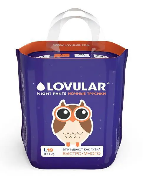 ЛОВУЛАР подгузники-трусики ночные детские 9-14кг р.L N19 (Ловулар, КИТАЙ)