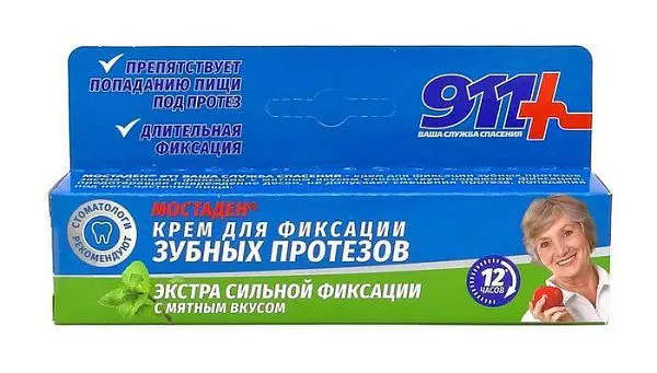 МОСТАДЕН 911 крем для зубных протезов экстра сильная фикс 40мл Мята (ТВИНС ТЭК, РФ)