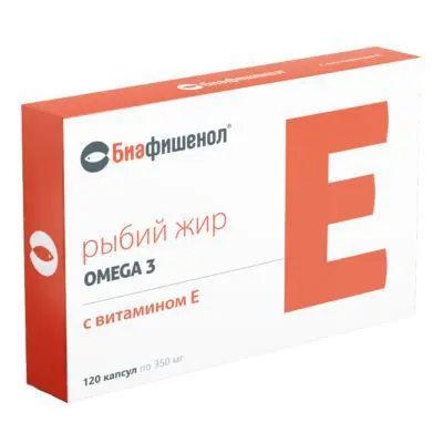 РЫБИЙ ЖИР Омега-3 Биафишенол Витамин Е капс. 0.35г N120 (Биофарм, РФ)