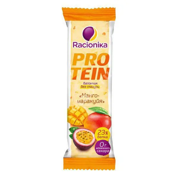 РАЦИОНИКА Протеин батончик неглазир. 45г Манго-маракуйя (ЮПЕКО, РФ)