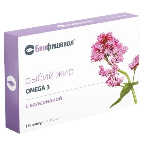 РЫБИЙ ЖИР Омега-3 Биафишенол Валериана капс. 0.35г N120 (Биофарм, РФ)