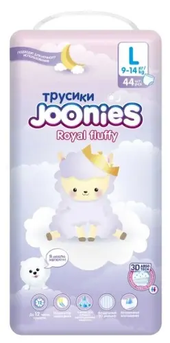 ДЖОНИС (JOONIES) подгузники-трусики 9-14кг р.L N44 (Фьюжиан Уифа Гигиен Продакстс , КИТАЙ)