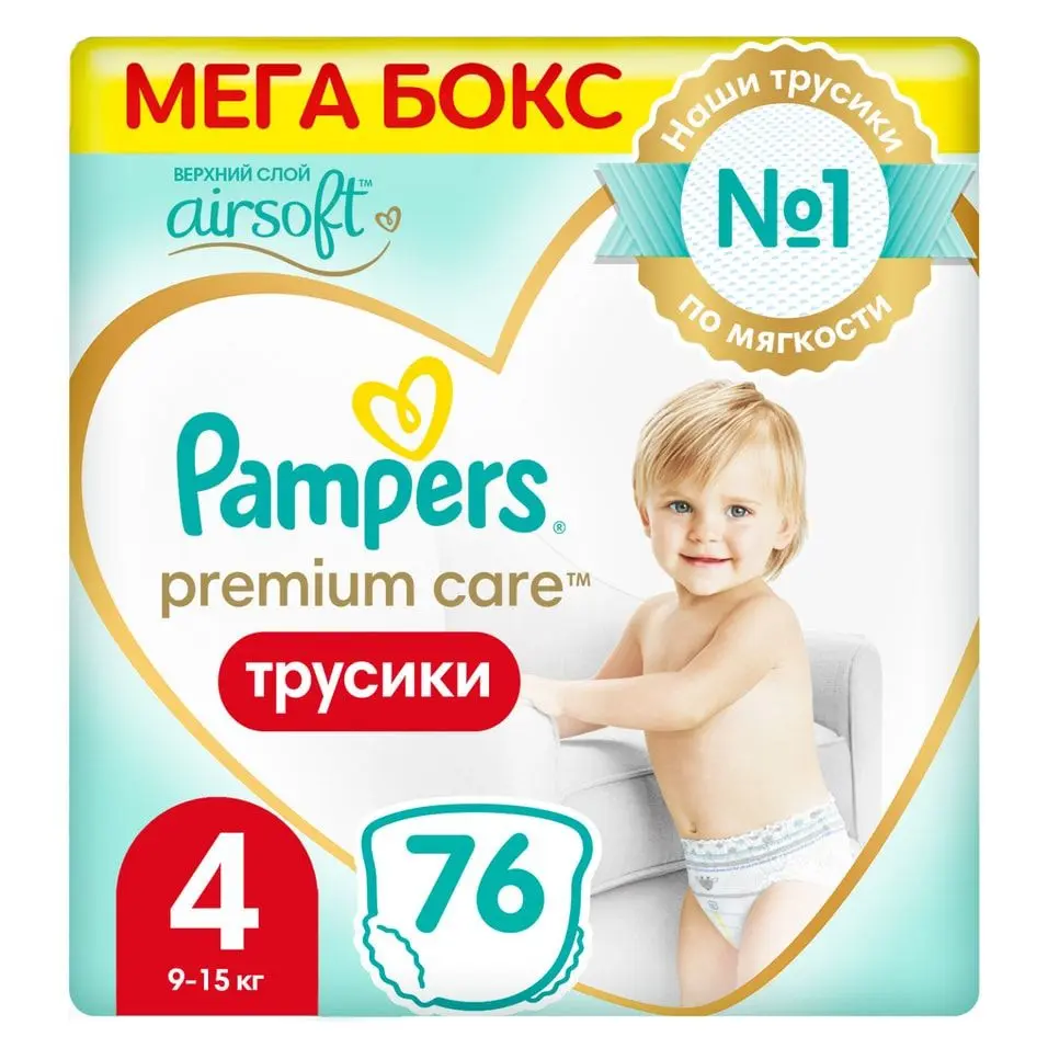 ПАМПЕРС подгузники-трусики Premium Care Pants 9-15кг р.макси 4 N76 (ПРОКТЕР & ГЕМБЛ , РФ)