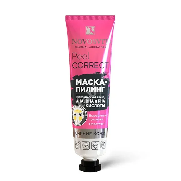 НОВОСВИТ Peel Correct маска-пилинг вулканическая глина  AHA BHA PHA кислоты 40мл (ЭЛЬД, РФ)