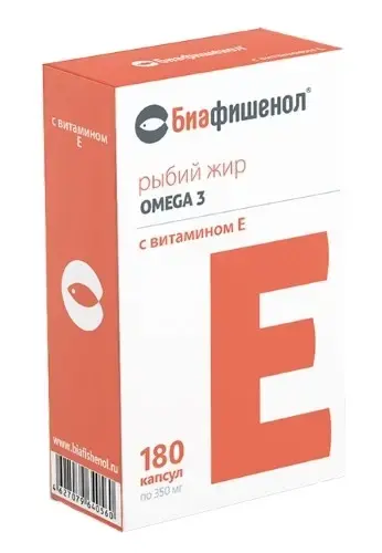 РЫБИЙ ЖИР Омега-3 Биафишенол Витамин Е капс. 0.35г N180 (Биофарм, РФ)