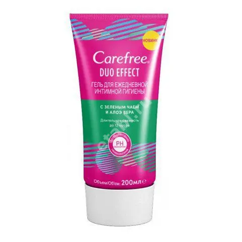 КЭФРИ (CAREFREE) Duo Effect гель для интимной гигиены 200мл Зеленый чай/Алоэ вера (ДЖНС&ДЖНС, ГЕРМАНИЯ)