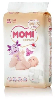 МОМИ (MOMI) подгузники детские Premium 6-11кг р.M N62 (Кью-Вэй , КИТАЙ)