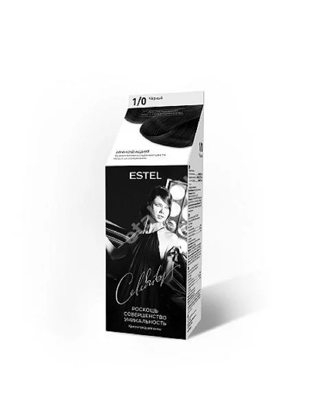 ЭСТЕЛЬ (ESTEL) Celebrity краска для волос Тон 1/0 Черный (Юникосметик, РФ)