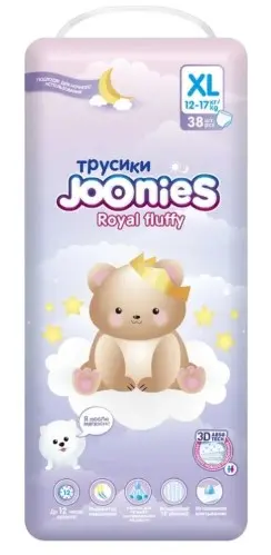 ДЖОНИС (JOONIES) подгузники-трусики 12-17кг р.XL N38 (Куанжоу Джан Джан Синитари Проодактс, КИТАЙ)