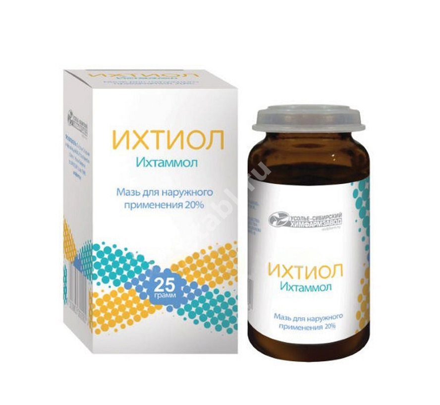 ИХТИОЛОВАЯ мазь (банк.) 20% - 25г N1 (Усолье-Сибирский химфармзавод, РФ)