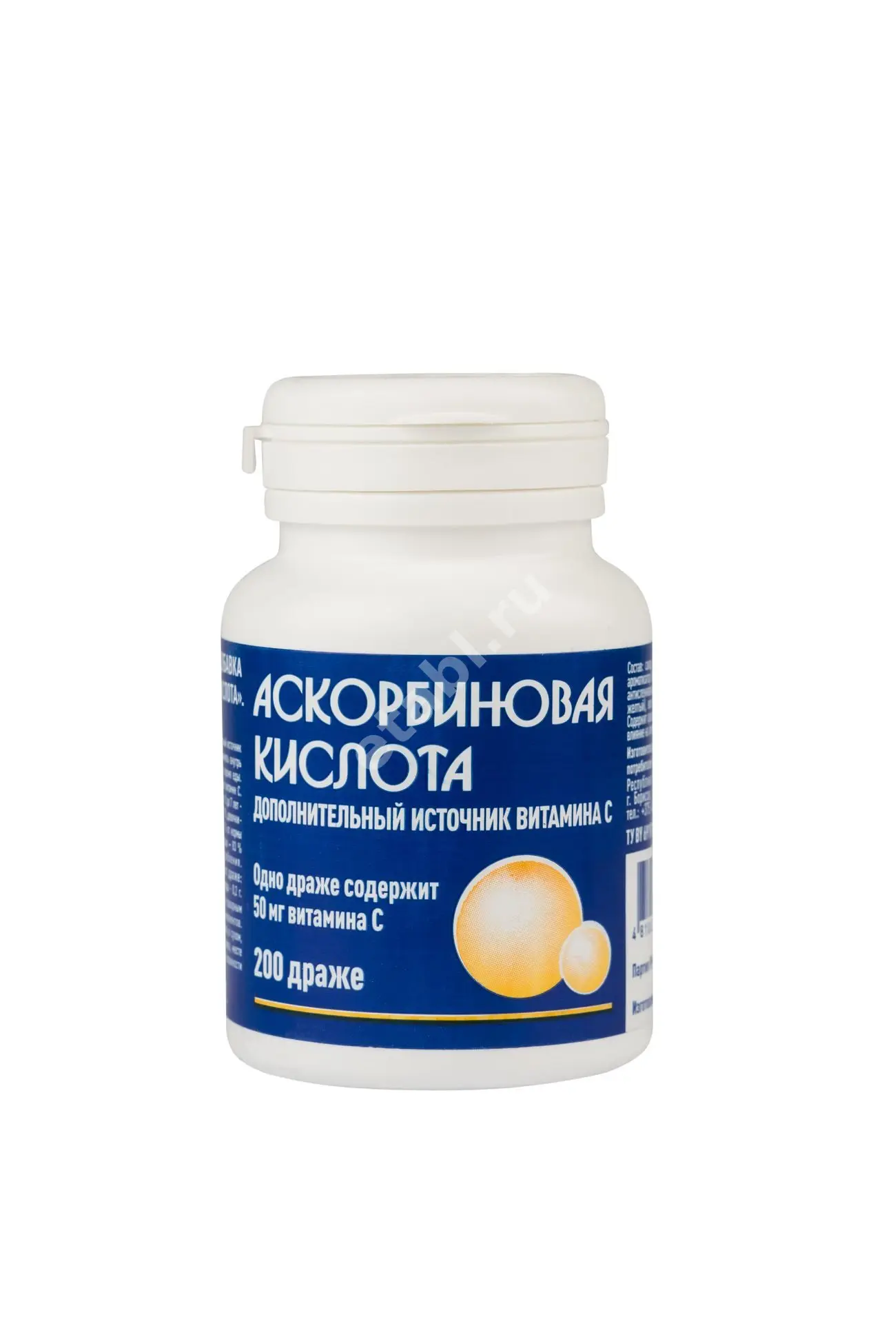 АСКОРБИНОВАЯ КИСЛОТА драже (банк.) N200 (БиоЗдраВит, БЕЛАРУСЬ)