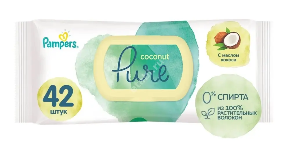 САЛФЕТКИ ВЛАЖНЫЕ ДЕТСКИЕ Памперс Pure Protection Coconut N42 (ПРОКТЕР & ГЕМБЛ , ПОЛЬША)