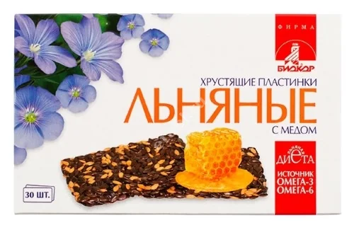 ХЛЕБЦЫ льняные 3.5г N30 Мед (Биокор, РФ)