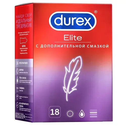 ДЮРЕКС (DUREX) Elite презервативы сверхтонкие с доп. смазкой N18 (РЕКИТТ БЕНКИЗЕР, ТАИЛАНД/ВЕЛИКОБРИТАНИЯ)