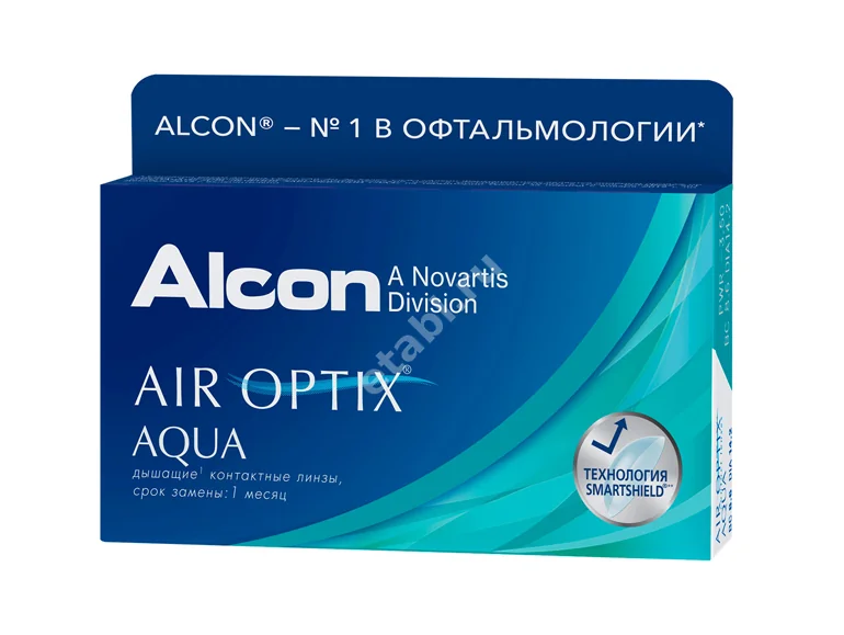 ЛИНЗЫ КОНТАКТНЫЕ AIR Optix Aqua 6шт традиц 1мес дневн б/цв -6.50 8.6 (АЛКОН, США)