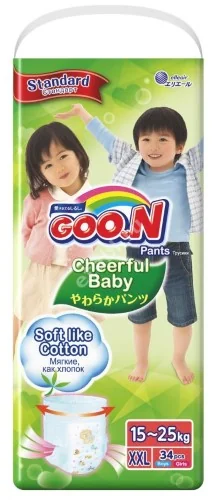 ГУН (GOON) подгузники-трусики Cheerful 15-25кг р.XXL N34 (Эллиэйр Интернейшнл, ТАИЛАНД)
