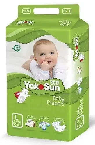 ЙОКОСАН (YOKOSUN) ЭКО подгузники 9-13кг р.L N50 (Чэншин Кинке Импорт энд Экспорт, КИТАЙ)