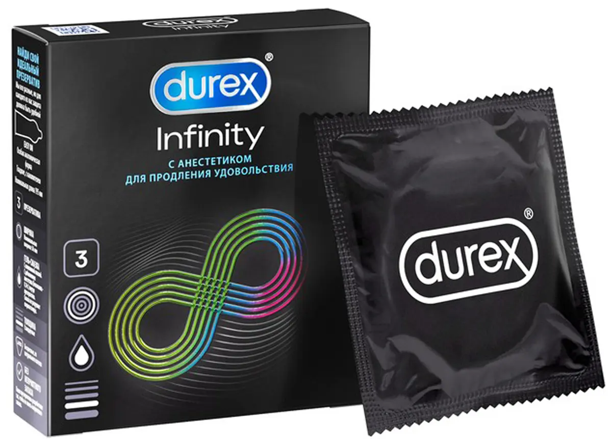 ДЮРЕКС (DUREX) Infinity презервативы с анестетиком N3 (РЕКИТТ БЕНКИЗЕР, ВЕЛИКОБРИТАНИЯ)