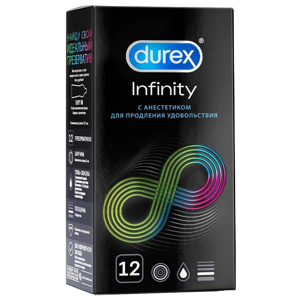 ДЮРЕКС (DUREX) Infinity презервативы с анестетиком N12 (РЕКИТТ БЕНКИЗЕР, ВЕЛИКОБРИТАНИЯ)