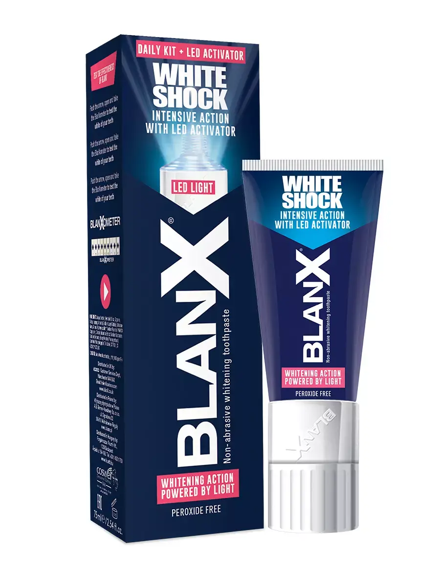 БЛАНКС (BLANX) Вайт Шок зубная паста отбеливающая со светодиодным активатором 50мл (Косвелл, ИТАЛИЯ)