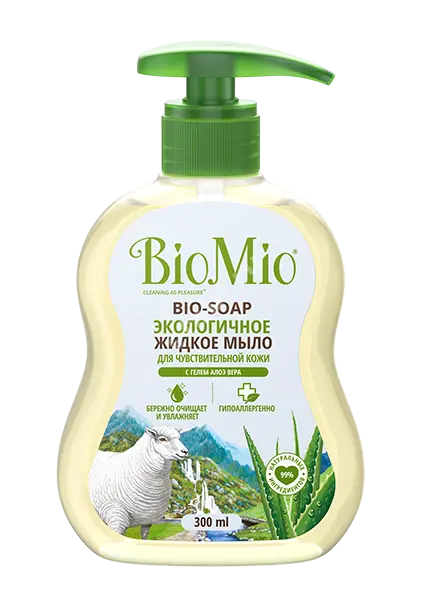 БИОМИО (BIOMIO) мыло жидкое увлаж д/чувств кожи Алоэ вера 300мл (СПЛАТ, РФ)