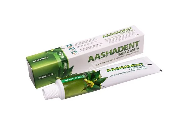 ААШАДЕНТ (AASHADENT) зубная паста 100г Лавр/Мята (Хербал Дрим Аюрведа Криэйшнс, ИНДИЯ)