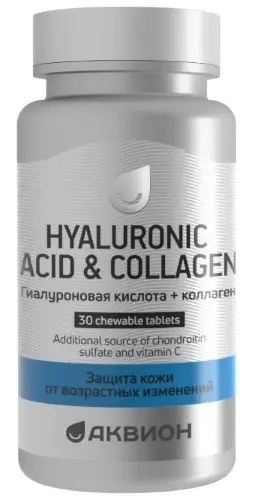 АКВИОН Гиалуроновая кислота с коллагеном табл. жев. 1.8г N30 (ВнешторгФарма, РФ)